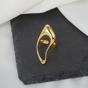 LIVVY Silver Color Geometric Hollow Ring Female Fashion Smooth Exaggerated Exquisite Elegant Jewelry Accessories Gift