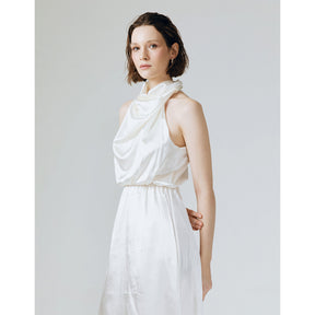 AMELIA RUFFLE NECK DRESS