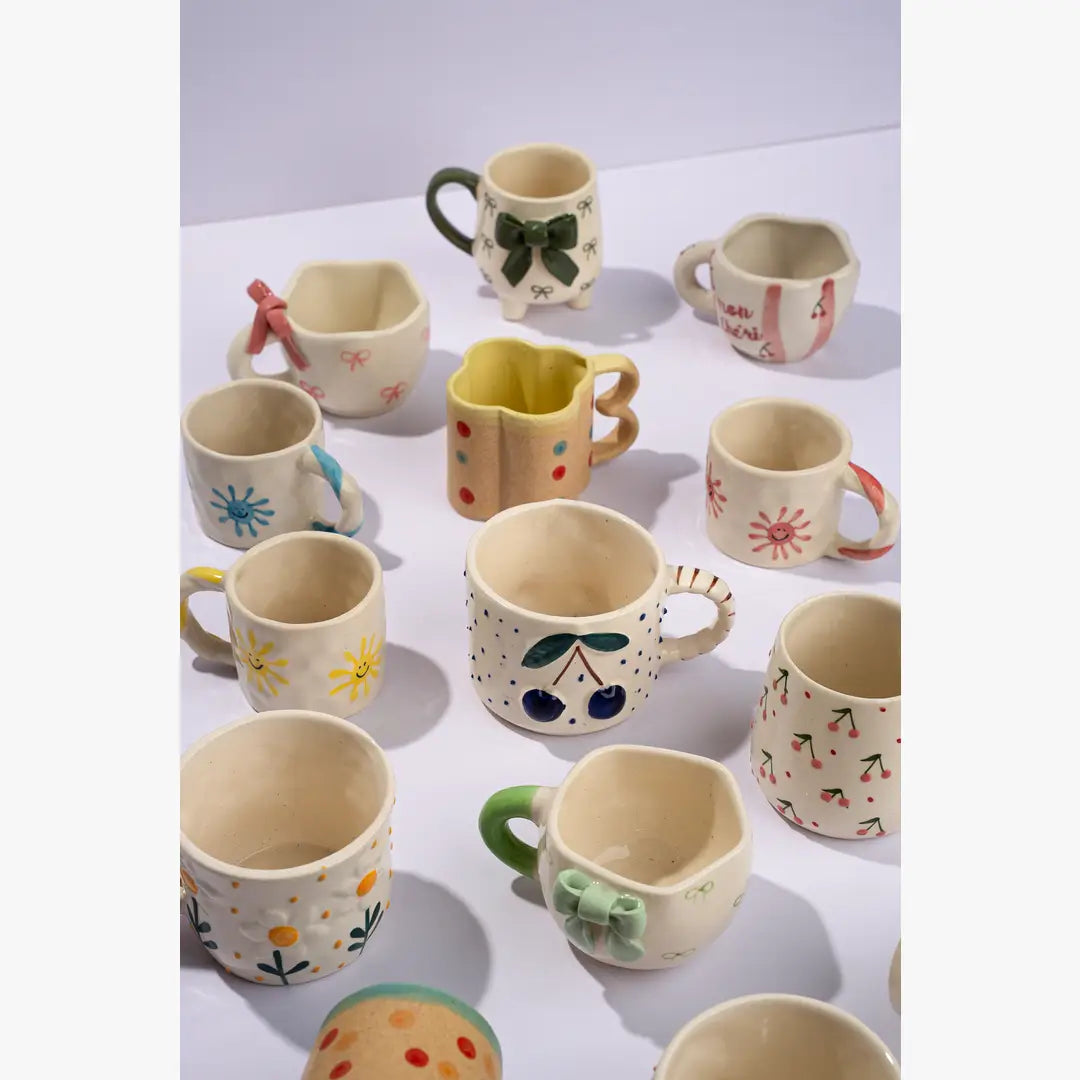 Pink Striped Cheri Ceramic Mug - 4 x 2.5 Inches , 6.5 oz