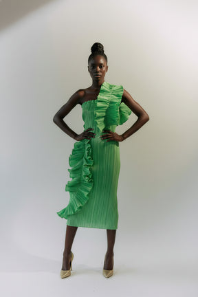 Elegant One-Shoulder Midi ‘Noelle” Dress