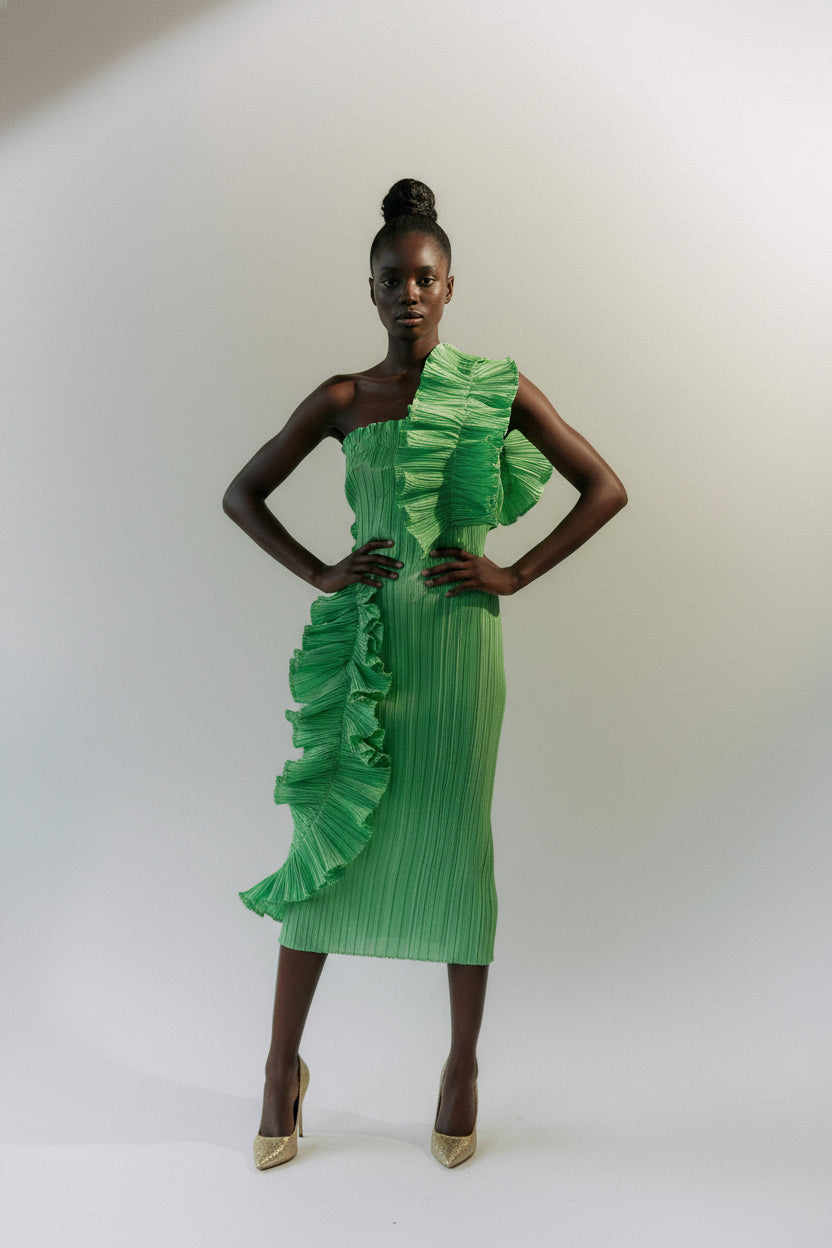 Elegant One-Shoulder Midi ‘Noelle” Dress