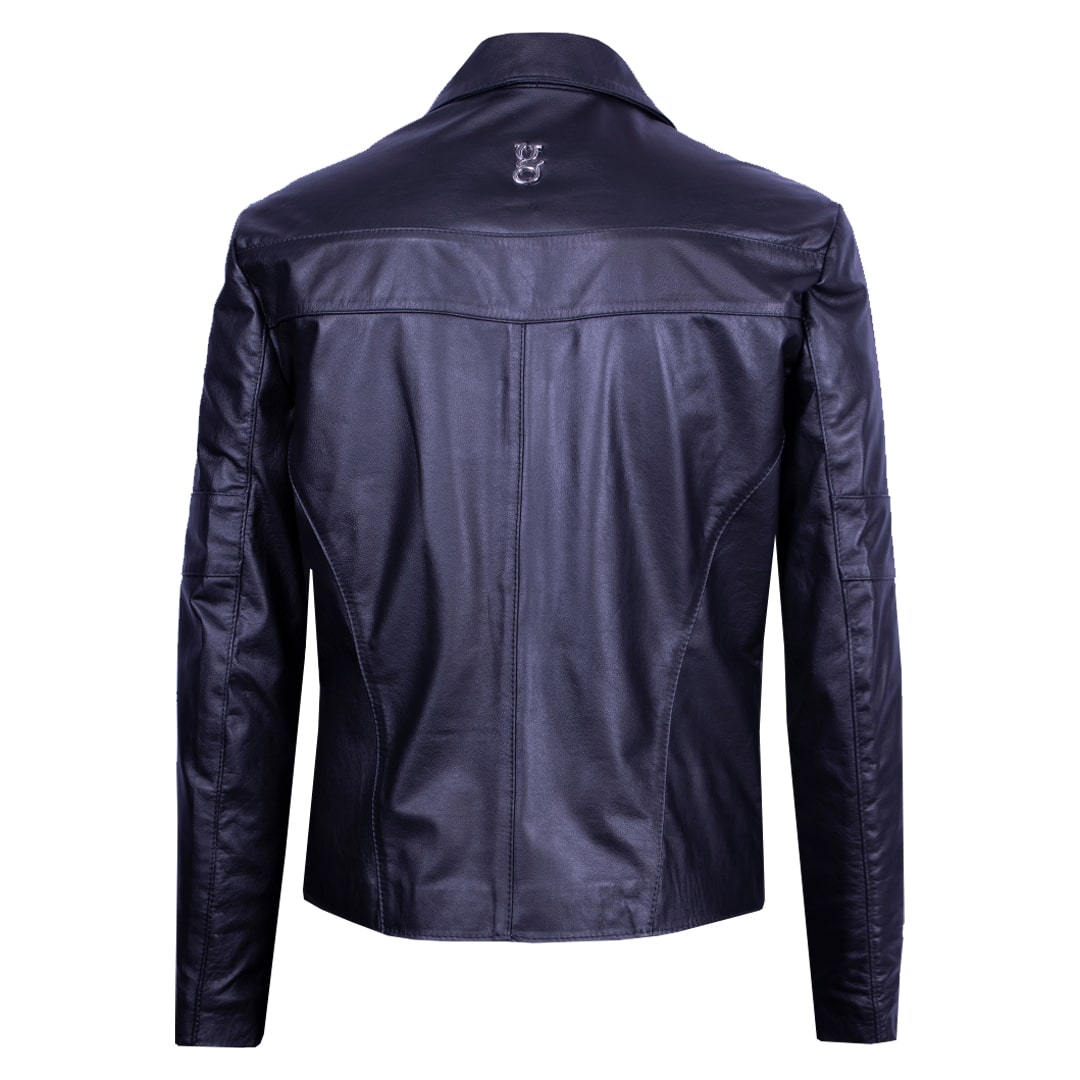 Classic collar leather jacket