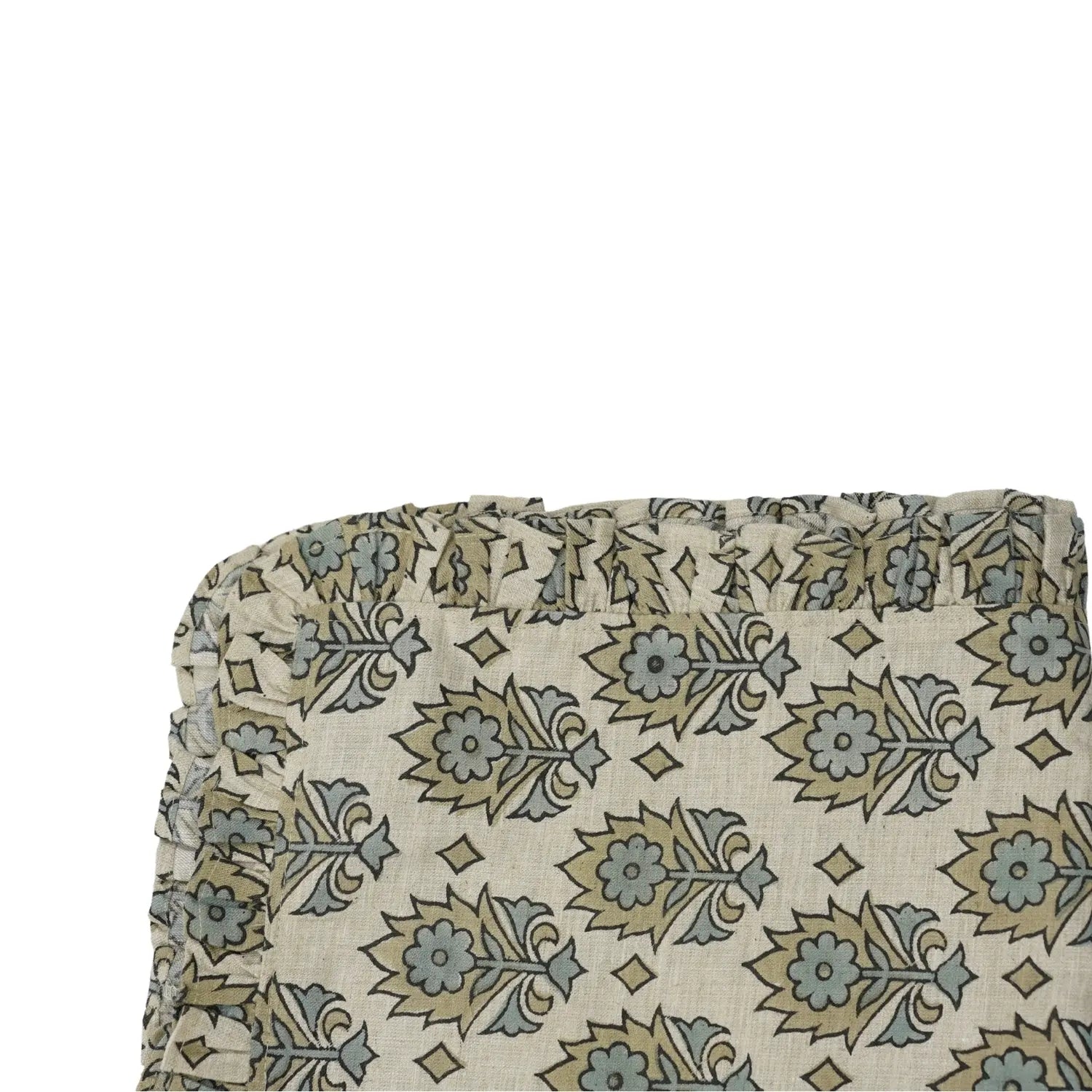 Hand Block Print Linen Blend Set Of 4 Table Frill Napkin -  Kusum