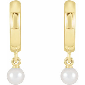 Cultured Seed Pearl Hoop Earrings in 14K Gold