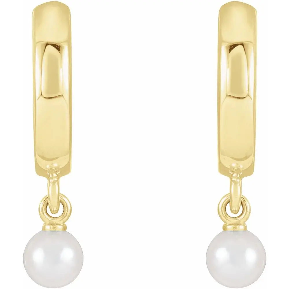 Cultured Seed Pearl Hoop Earrings in 14K Gold