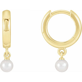Cultured Seed Pearl Hoop Earrings in 14K Gold