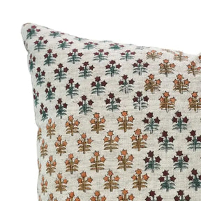 Artfully Hand Block Print Desgin Viscose Linen Cushion Cover - Kesariya