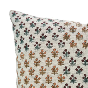 Artfully Hand Block Print Desgin Viscose Linen Cushion Cover - Kesariya