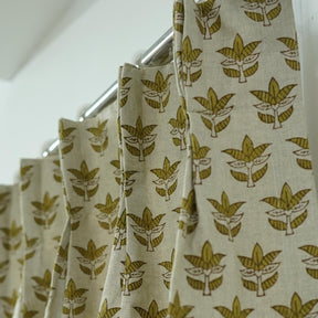 Unique Printed Pure Linen 2 Pleated Curtain - Saat Patti