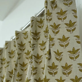Unique Printed Pure Linen 2 Pleated Curtain - Saat Patti