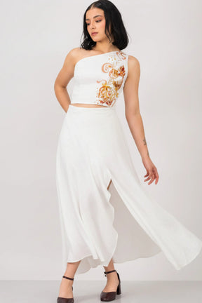 RAICES by PASALUMAC | Zenú-Inspired Asymmetrical Linen Two-Piece Set