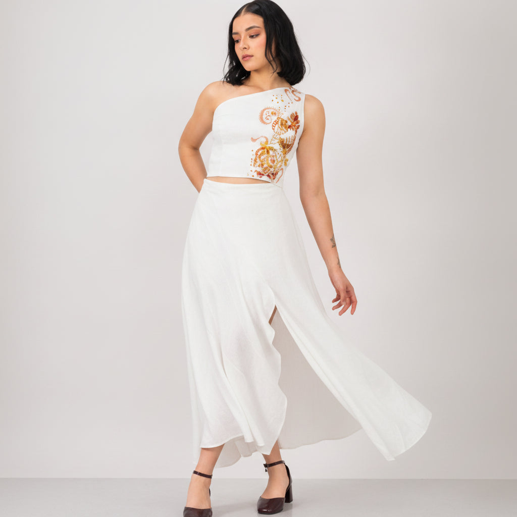 RAICES - Asymmetrical Linen Set with Ancestral Intervention