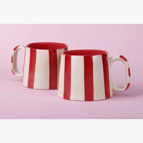 Ceramic Red Stripe Coffee cup- 220ml (Set of 2)