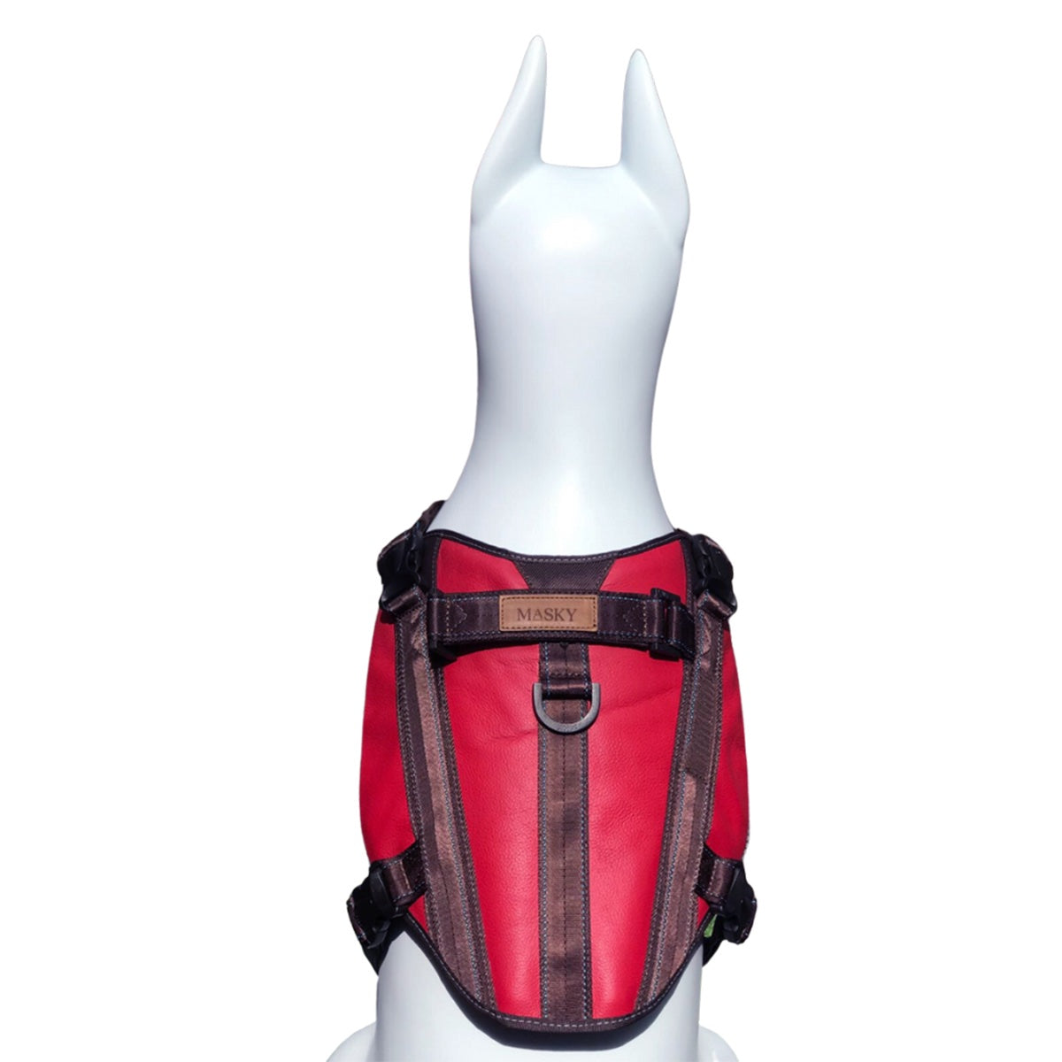 Donatello Luxe Leather Dog Harness - Red & Brown