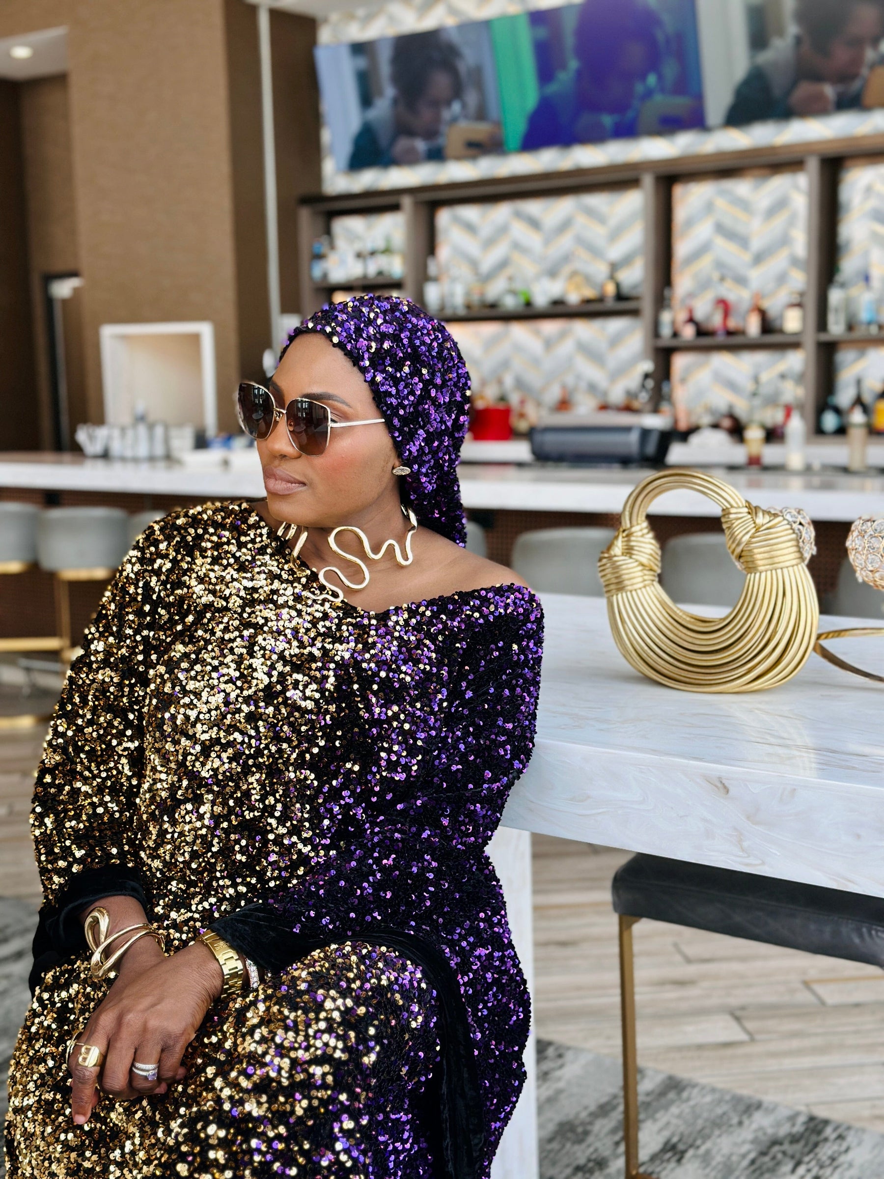Joro Sequin Dress Boubou (purple)