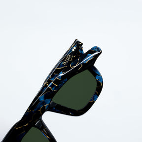 Zid Sunglasses with Azurite Frame & Green Lens