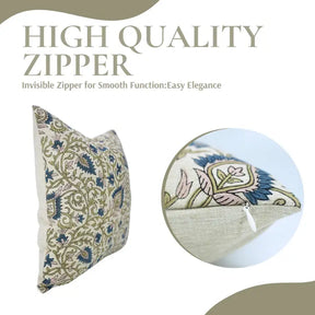 Handcrafted Block Print Linen Blend Pillow Cover - Hawa Mahal