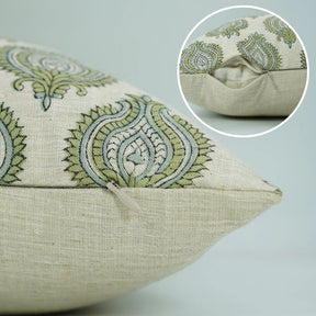 Uday Hand Block Printed Linen Blend Pillow Cover