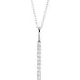 1/6 CT Natural Diamond Vertical Bar 16-18" Necklace in 14K Gold