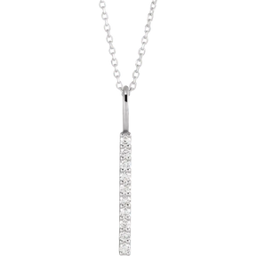 1/6 CT Natural Diamond Vertical Bar 16-18" Necklace in 14K Gold