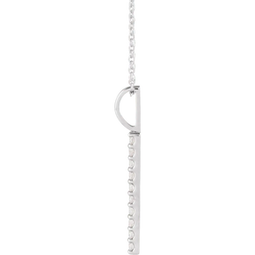 1/6 CT Natural Diamond Vertical Bar 16-18" Necklace in 14K Gold