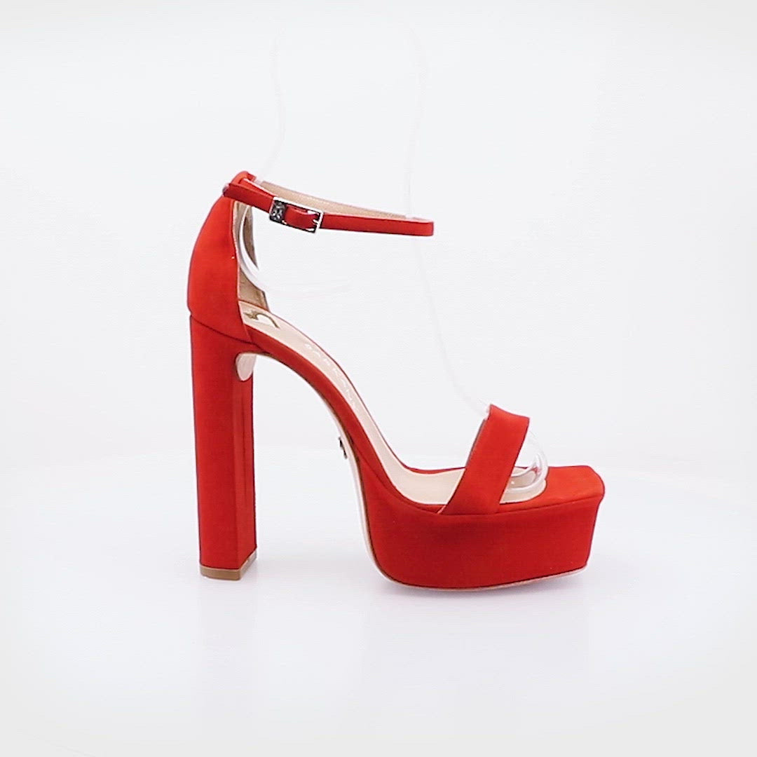 Cande Luxe Red Suede Platforms