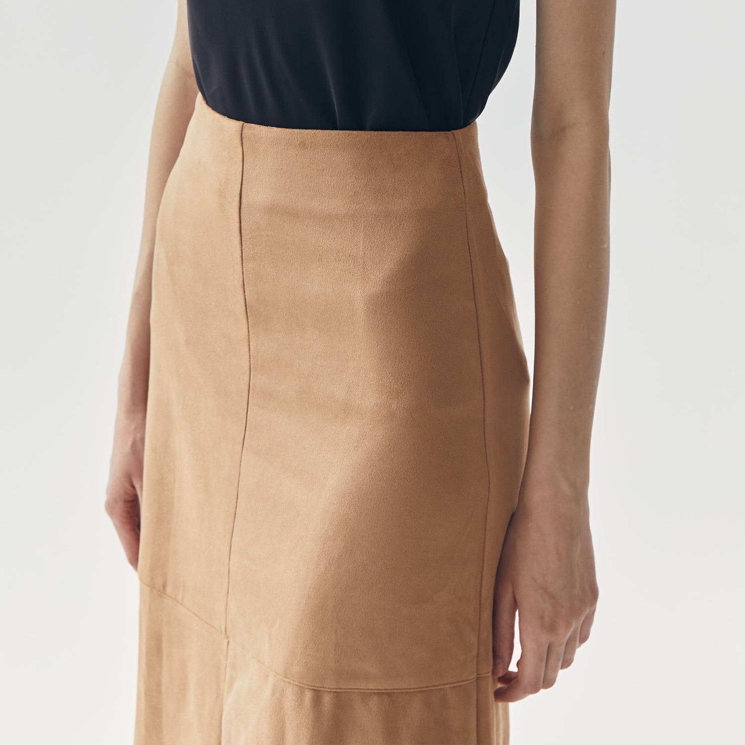 FERN SUEDE BROWN MIDI SKIRT