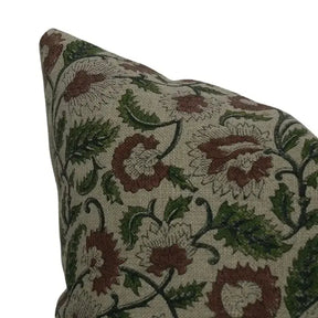 Vintage Hand Block Print Thick Linen Pillow Cover- Mandakini