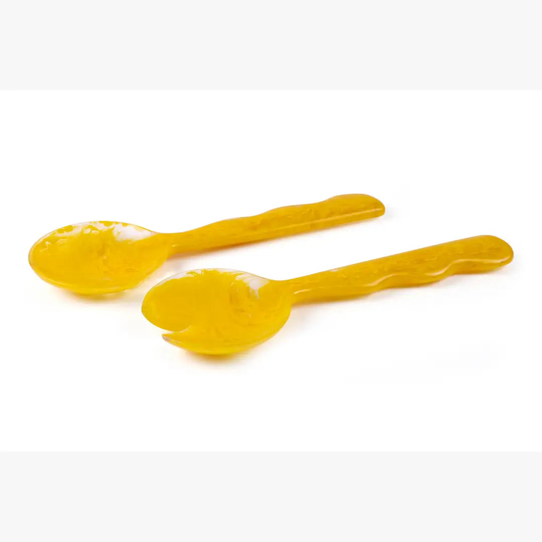 Resin Salad Server- Pink , Yellow  (Set of 2), 12.40 x 3.93 Inches