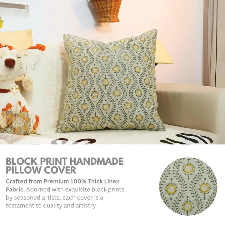 Floral Desgin Thick Linen Cushion Cover - Lehar