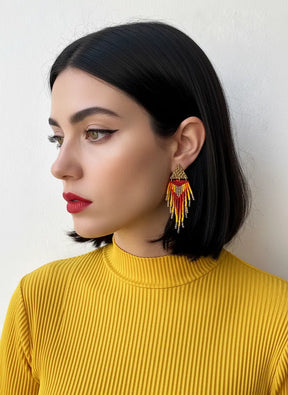TRIANGLE FRINGE EARRINGS