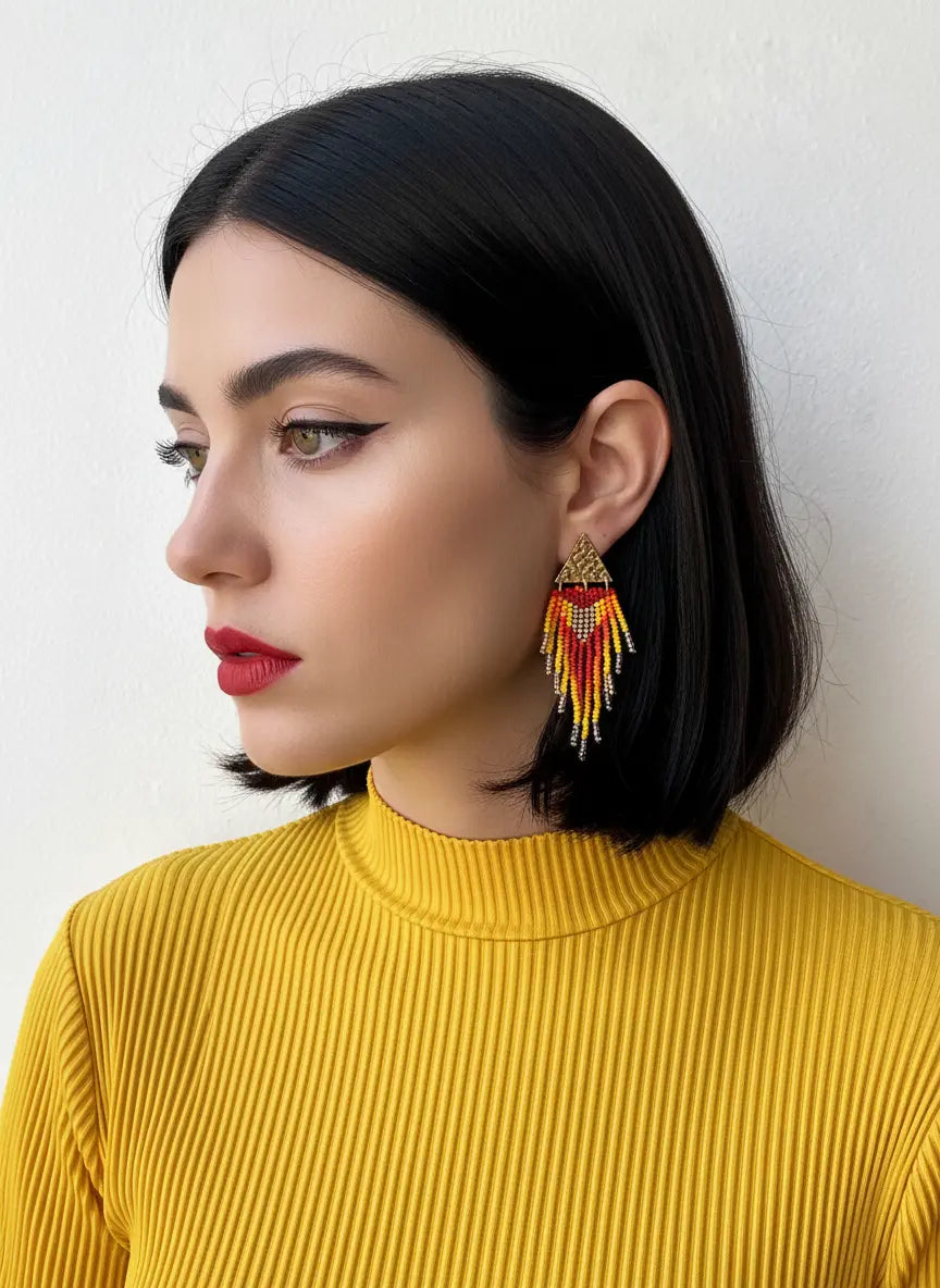 TRIANGLE FRINGE EARRINGS