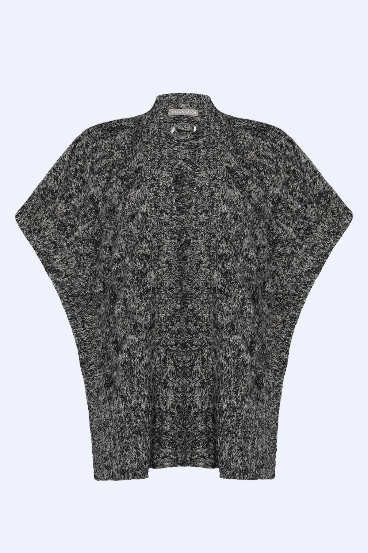 Dayana Alpaca Fringe Poncho | Black Melange