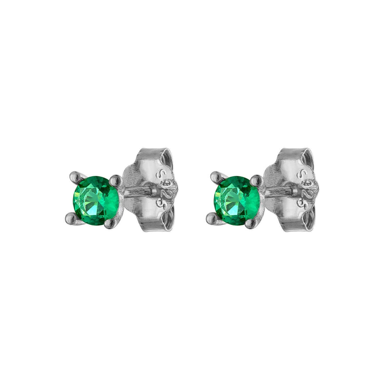 Single Round Green Stud Earring