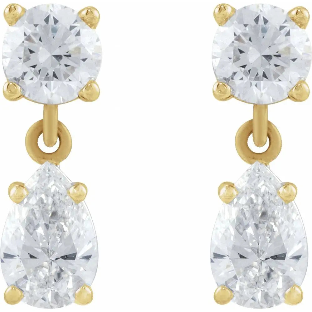 1 1/6 CT Lab-Grown Diamond Two-Stone Earrings in 14K Gold