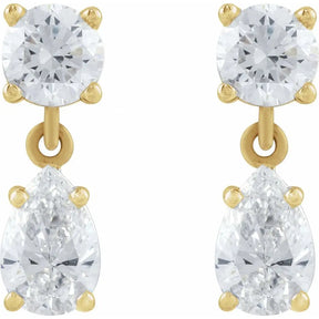 1 1/6 CT Lab-Grown Diamond Two-Stone Earrings in 14K Gold