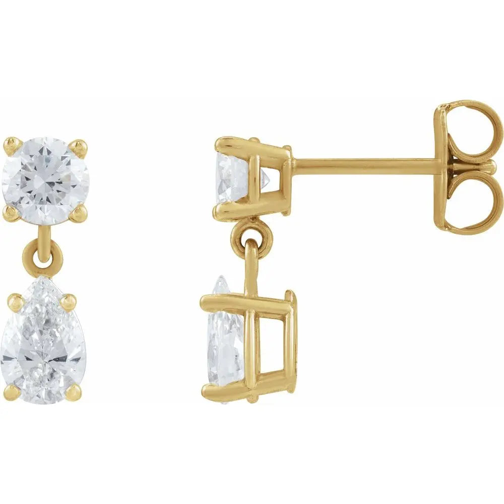1 1/6 CT Lab-Grown Diamond Two-Stone Earrings in 14K Gold
