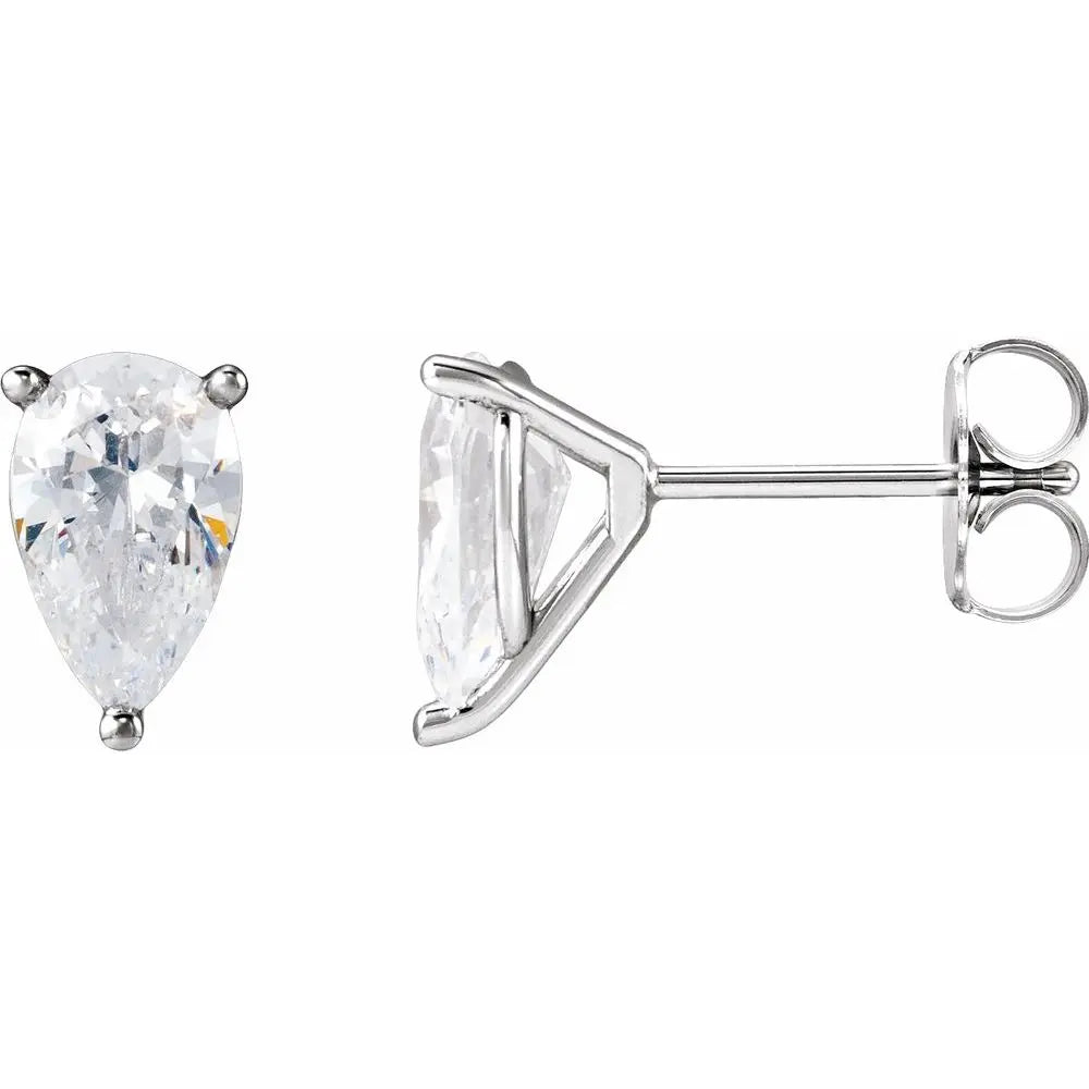 1 1/2 CT Lab-Grown Pear Diamond Stud Earrings in 14K Gold