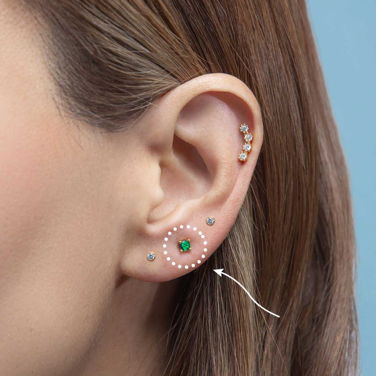 Single Round Green Stud Earring
