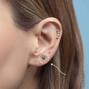 Single Round Green Stud Earring