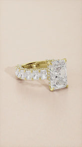 Radiant Cut Iced Out Engagement Ring with Radiant Cut Side Diamonds