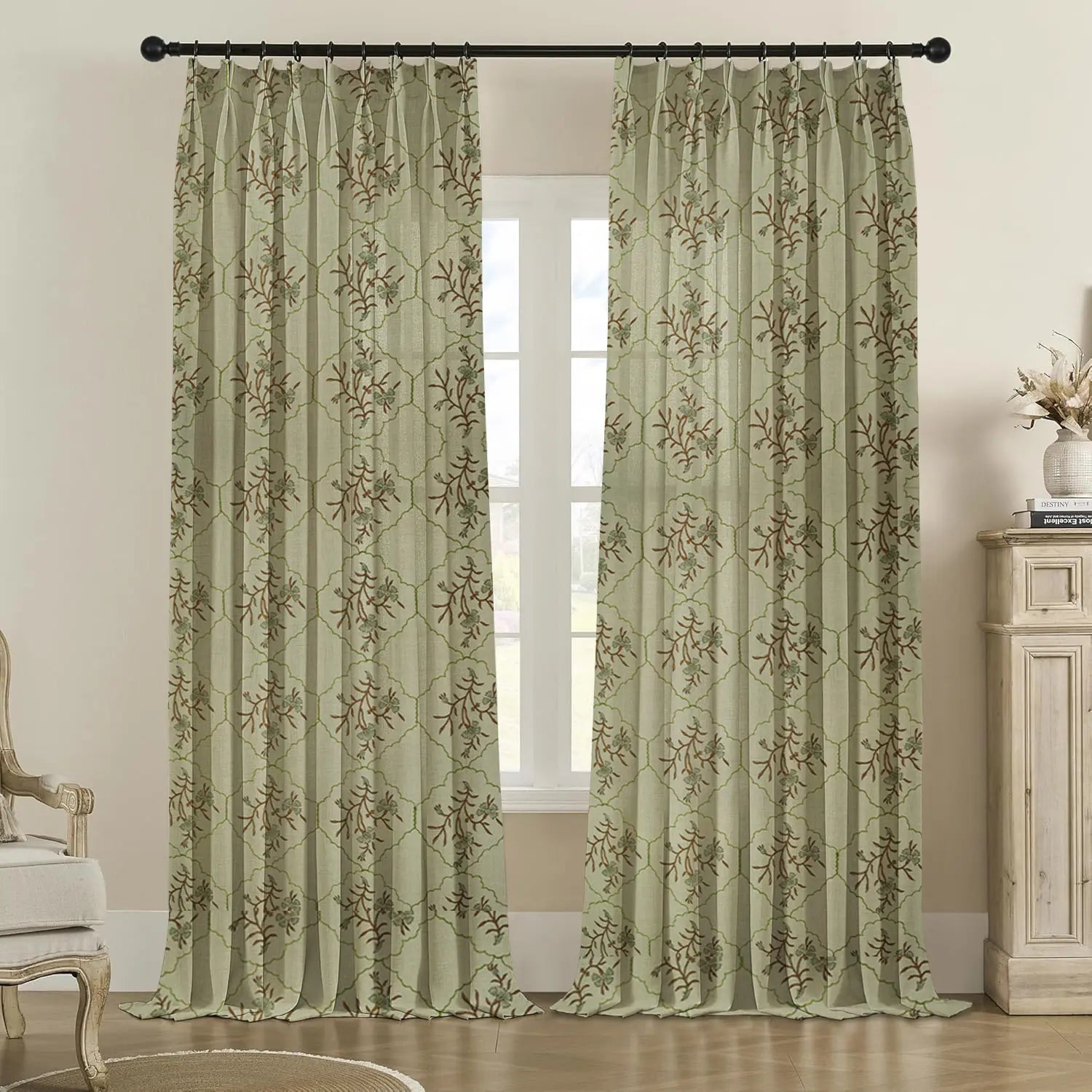 Boho Hanging Pure Linen Pleated Curtain  - Vidhya