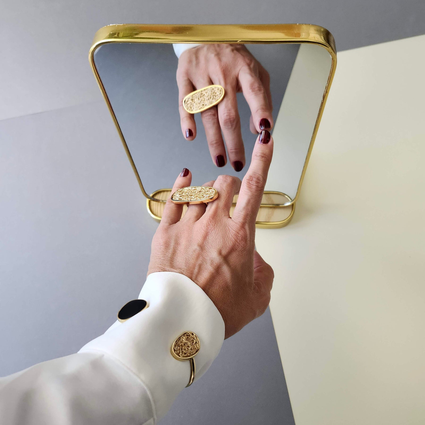 Element Adjustable Gold Statement Ring