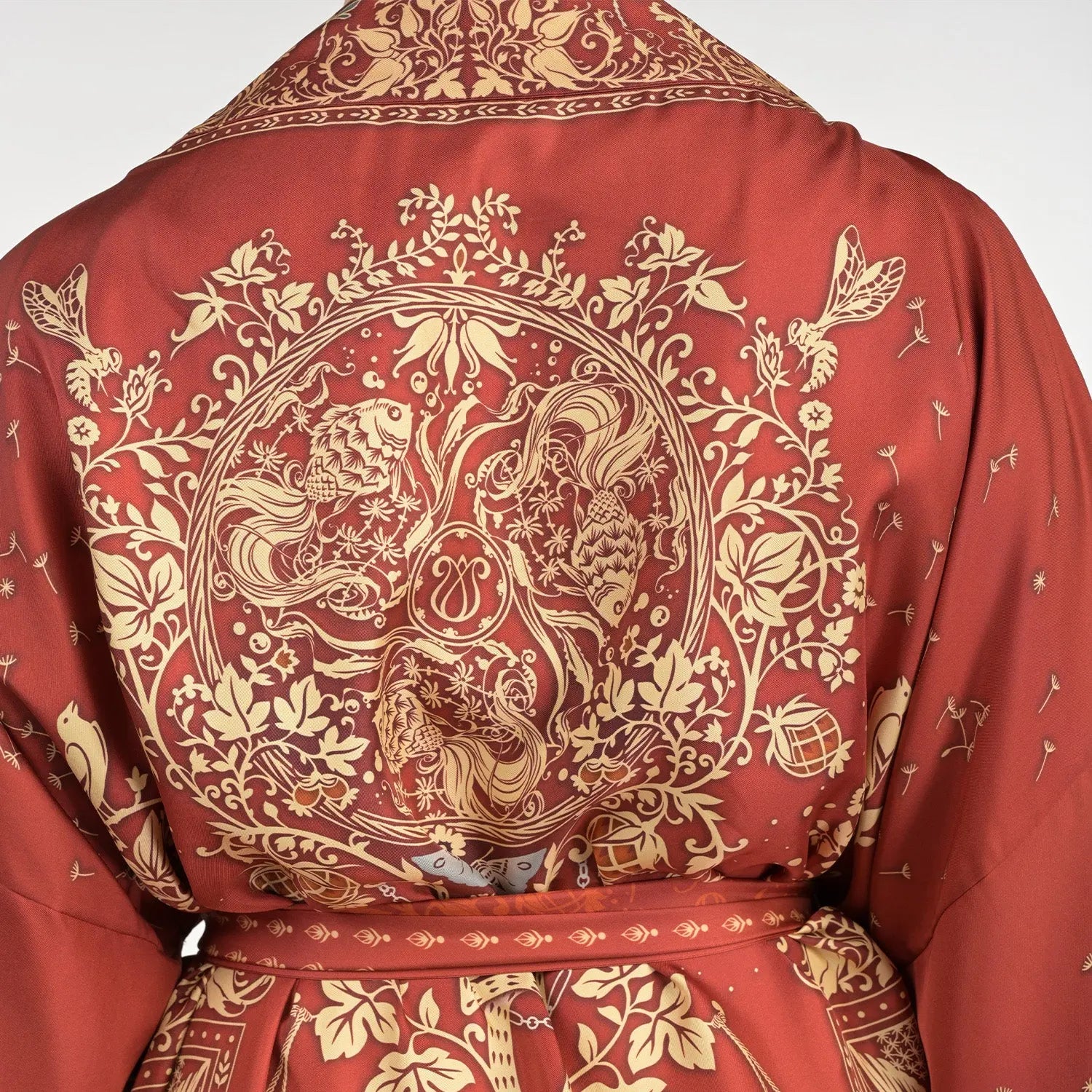 Tree Of Life Silk Robe In Rust