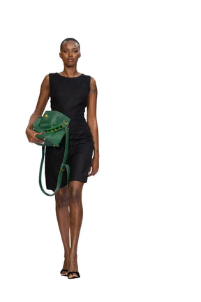 Abelo Leather Mini Bucket Hand Bag - Beaded