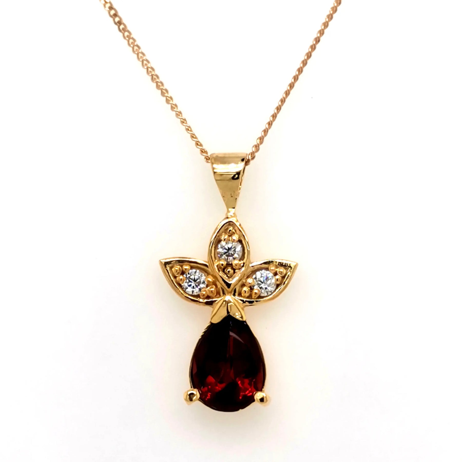 Yellow Gold Garnet Necklace
