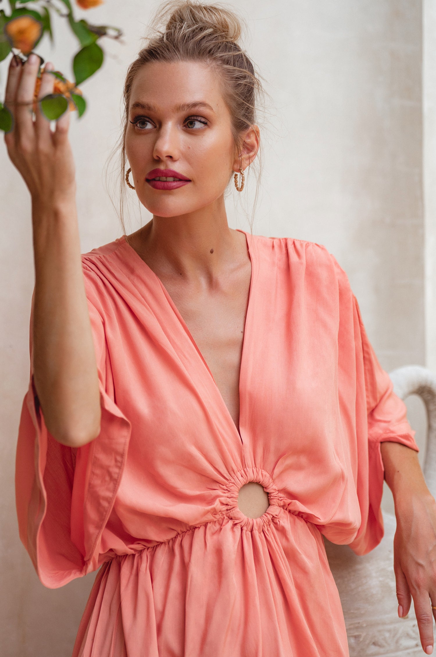 Elena Bohemian Gown Dress - Peach