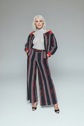 KEYS Handwoven Denim-Style Wide-Leg Trousers