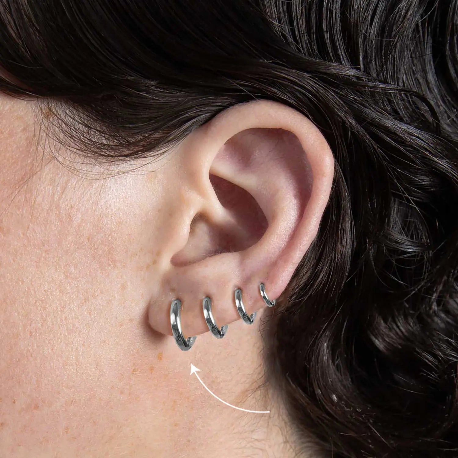 Silver Eight Mm Huggie Hoop Earring