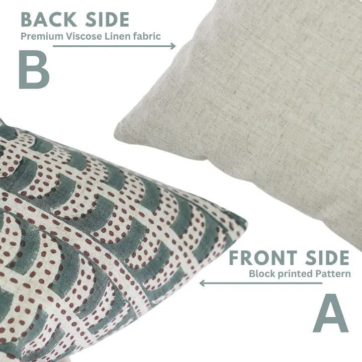 Classic Hand Block Design Viscose Linen Pillow Cover - Garud